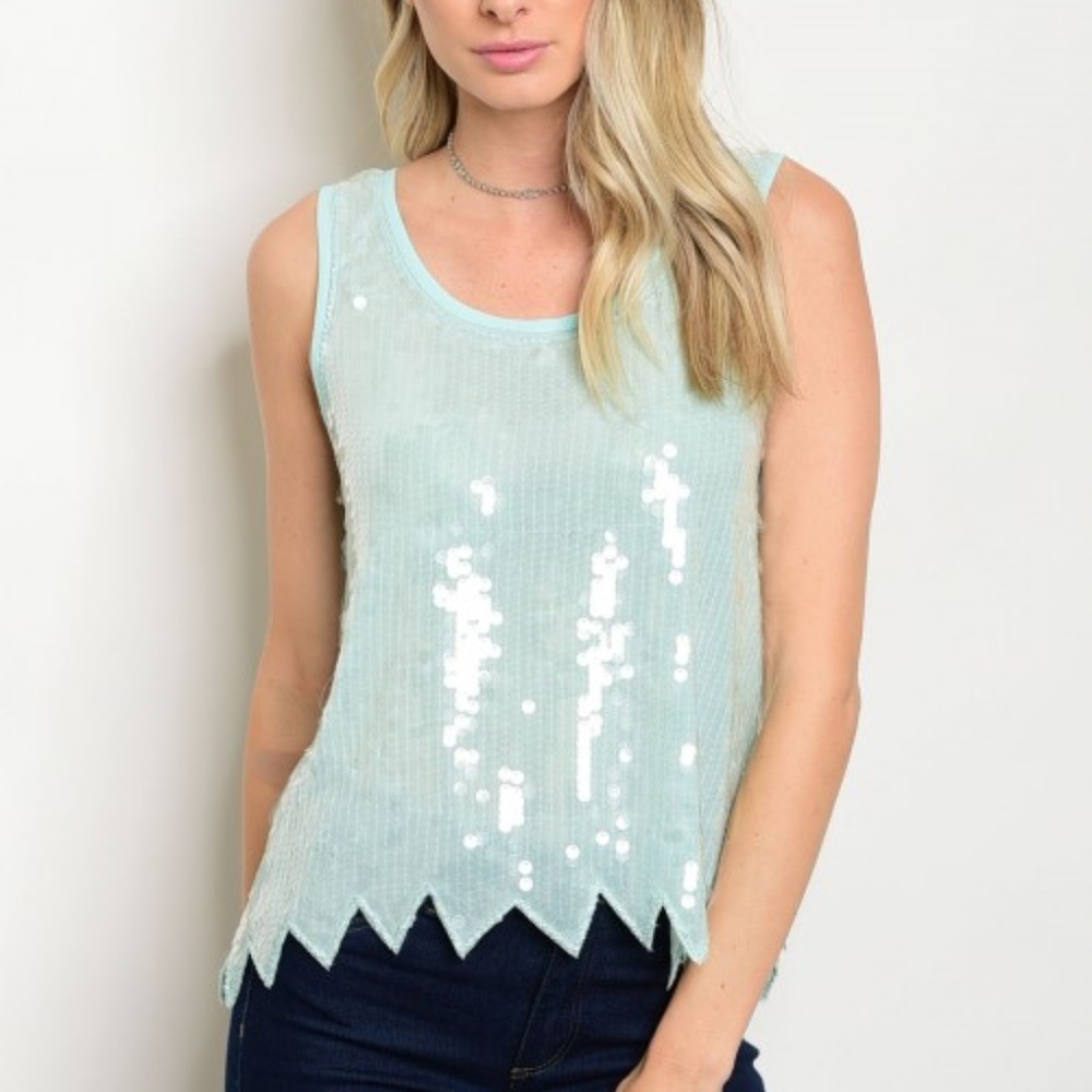 Mint sequins tank top